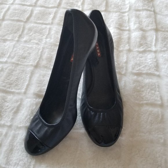 Prada Black Heels with Round Toe - Picture 1 of 10
